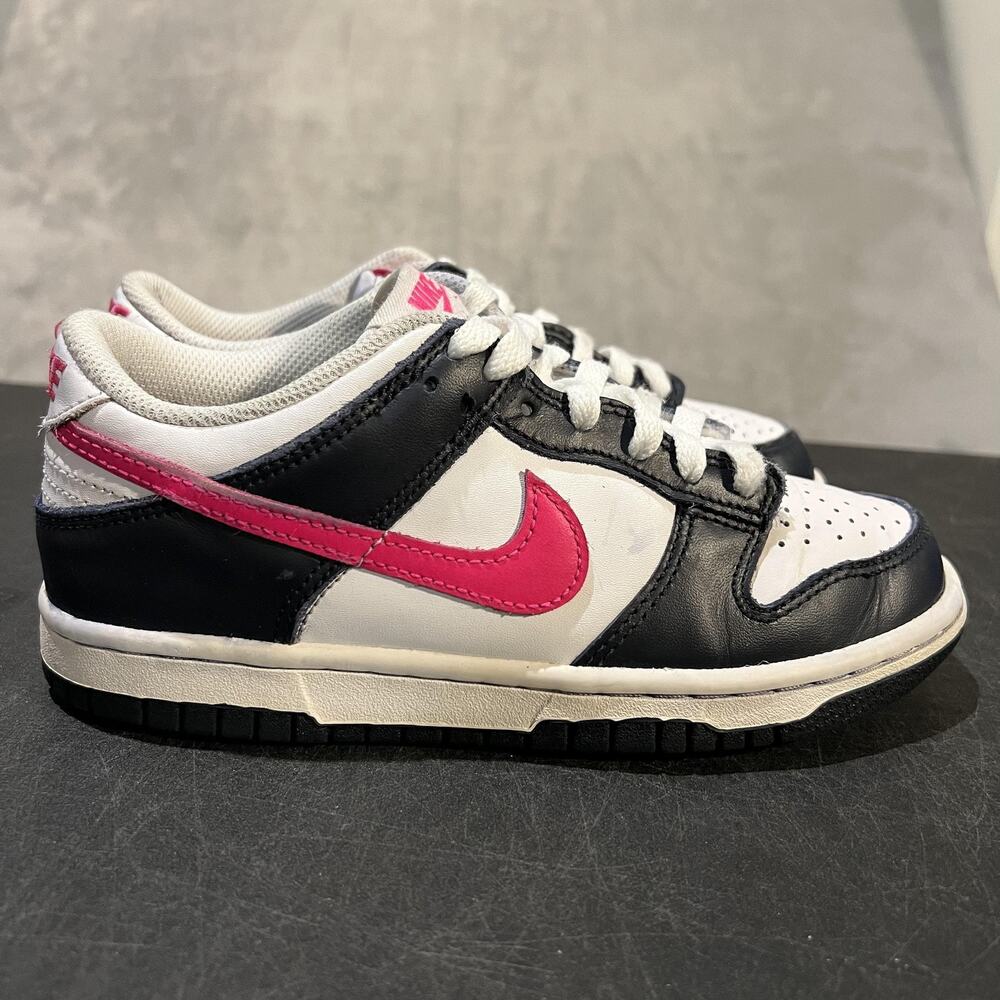 Nike Dunk Low Shoes Youth Size 4Y White Navy Pink Leather GS Sneakers FB9109-401